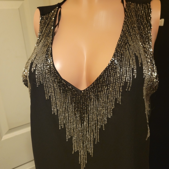 H&M Women's Black Silver Sequin Embellished Pullover Dress Size 14 - Picture 5 of 14